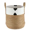 PANIERE RONDE COTON ET JONC DE MER 37X43CM NAT ET BLANC