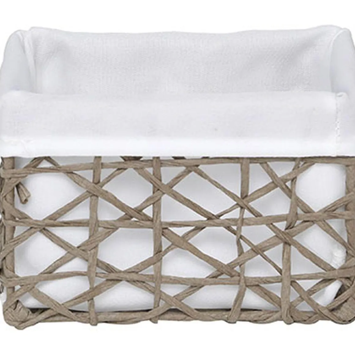 PANIER MM PAPIER TAUPE TISSU BLANC