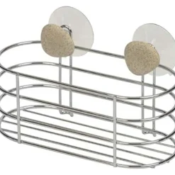 PANIER OVAL METAL SUR 2 VENTOUSES   2 DECO   GALET GRIS