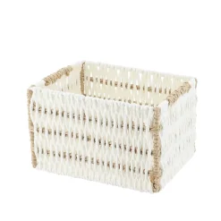 PANIER PAPIER BICOLORE 19X15X12CM BLANC NATUREL
