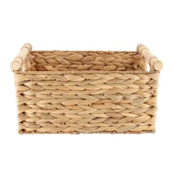 PANIER RECTANGLE JACINTHE POIGNEES BOIS 32X22X15CM NATUREL