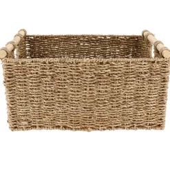 PANIER RECTANGLE VEGETALE POIGNEES BOIS 43X32X20CM NATUREL