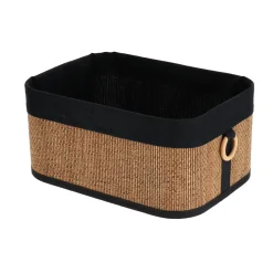 PANIER RECTANGULAIRE BAMBOU 36.5X26X17CM NATUREL ET NOIR