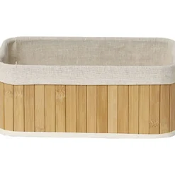 PANIER RECTANGULAIRE MM BAMBOU TISSU LIN