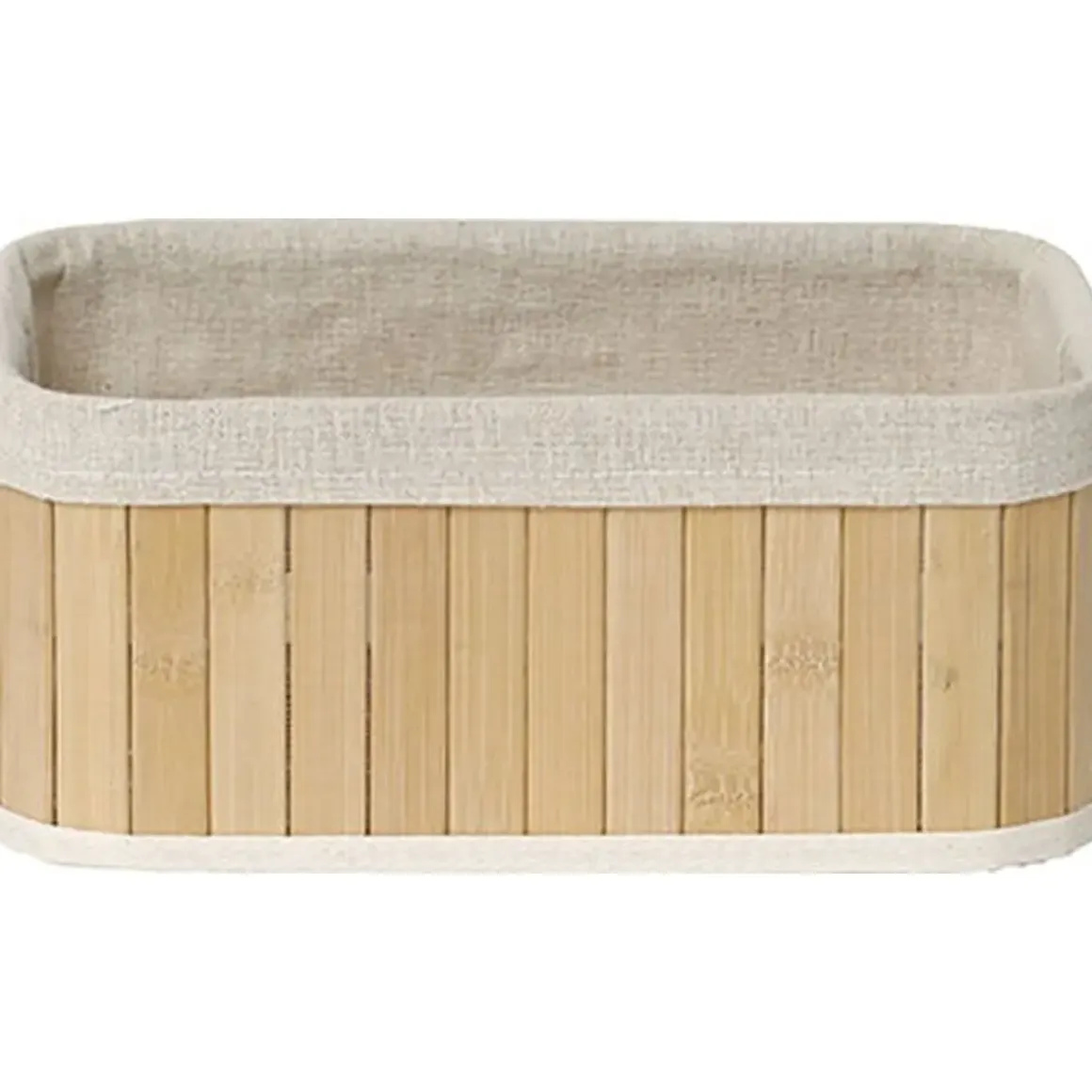 PANIER RECTANGULAIRE PM BAMBOU TISSU LIN