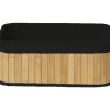 PANIER RECTANGULAIRE 29.5X18.5X12CM BAMBOU TISSU LIN NOIR