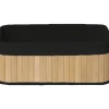PANIER RECTANGULAIRE 33.5X22X13CM BAMBOU TISSU LIN NOIR