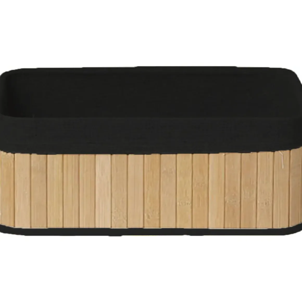 PANIER RECTANGULAIRE 33.5X22X13CM BAMBOU TISSU LIN NOIR