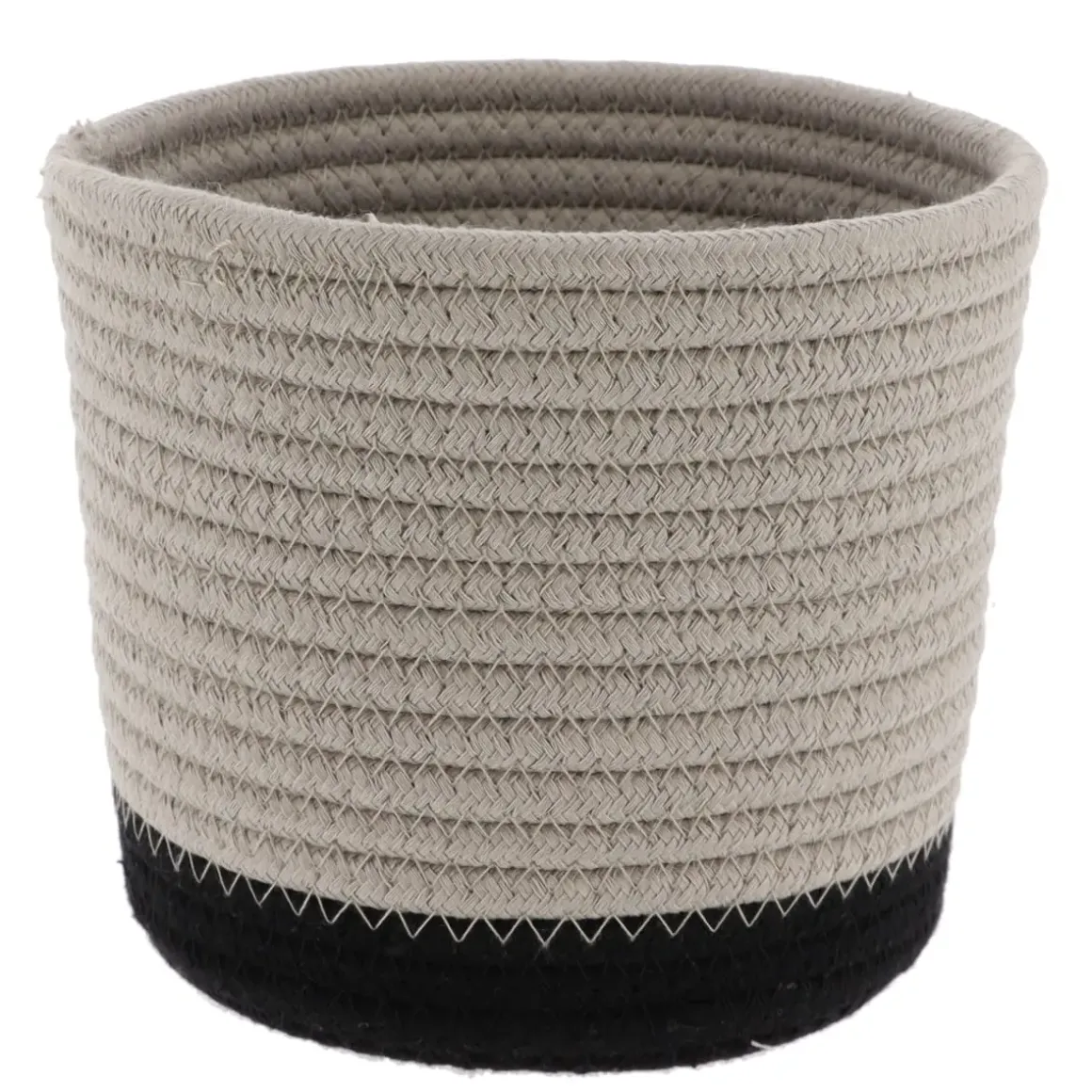 PANIER ROND COTON FICELLE NOIR D.17X14CM