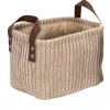 PANIER TAUPE VELOURS COTELE TAILLE S H.20CM