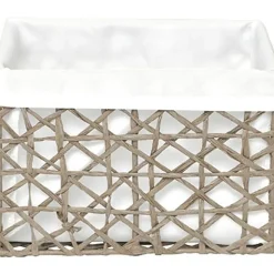PANIER TGM PAPIER TAUPE TISSU BLANC