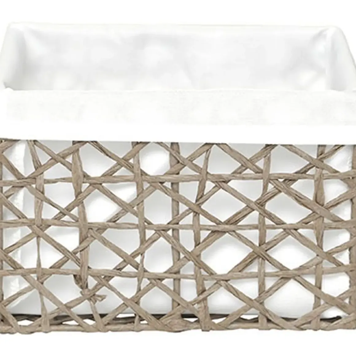 PANIER TGM PAPIER TAUPE TISSU BLANC