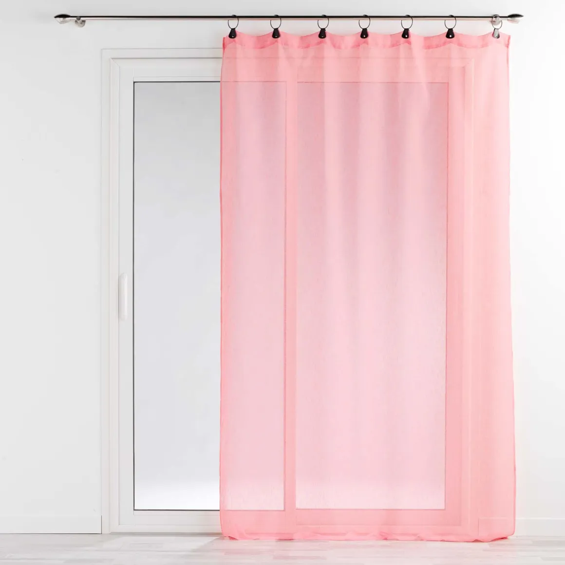 PANNEAU ANNEAUX 140X240CM VOILE TISSE LINKA CORAIL