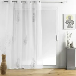 PANNEAU A OEILLETS 140X240CM BRODE METALLISE PALMEOR ARGENT