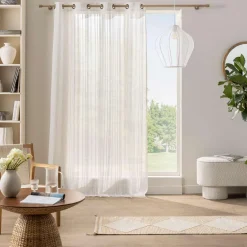PANNEAU A OEILLETS 140X260CM CHENILLE ZAHO BLANC