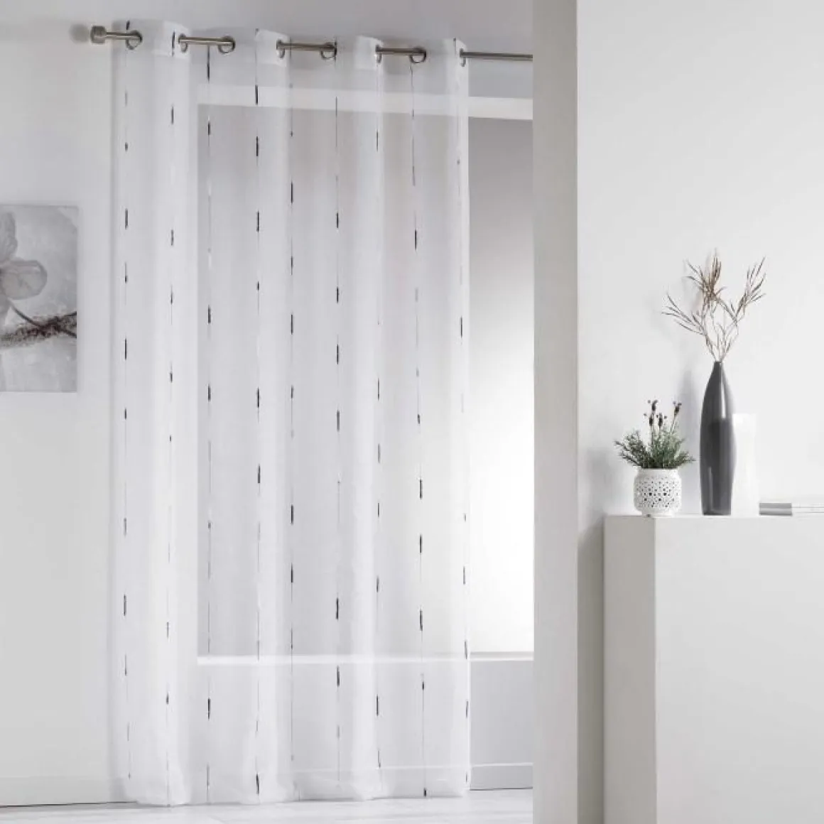 PANNEAU A OEILLETS 140X260CM CHENILLA GRIS