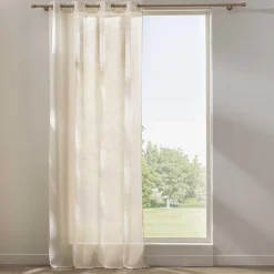 PANNEAU A OEILLETS 140X260CM EFFET LIN TISSE RAYE SANYA