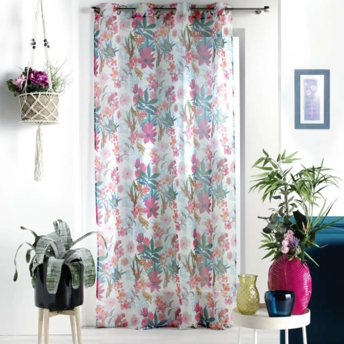 PANNEAU A OEILLETS 140X240CM IMP EXOTIC PARADISE BLANC