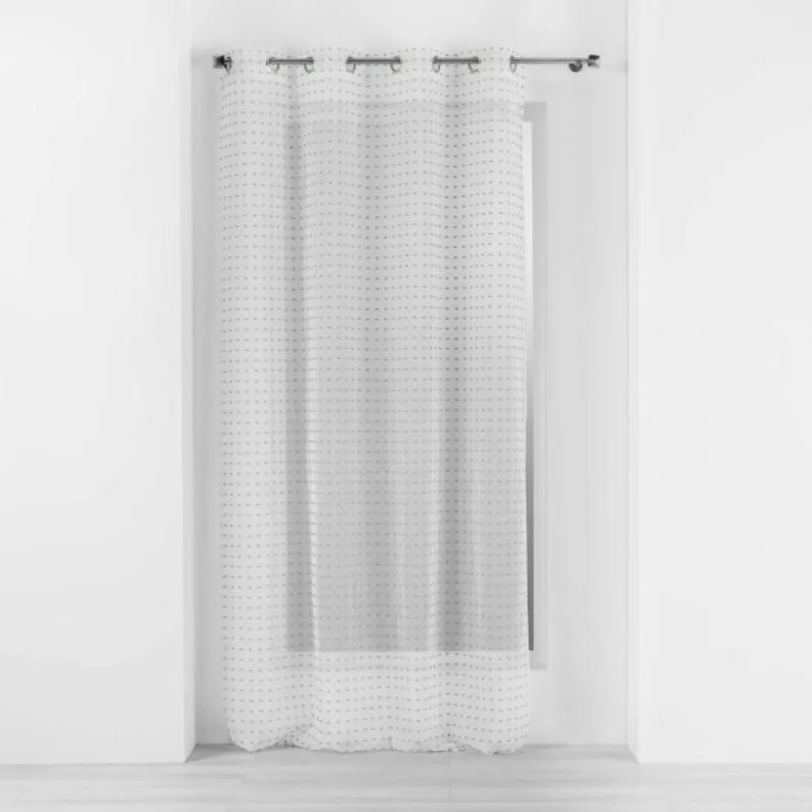 PANNEAU A OEILLETS 140X240CM POMPONS POMPONELLA BLC GRIS