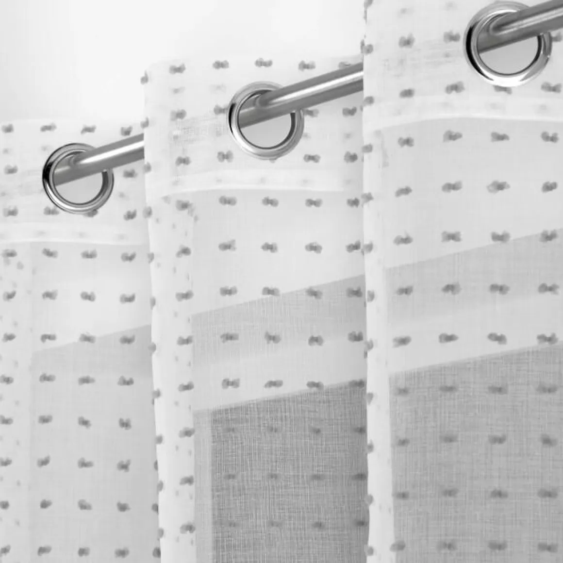 PANNEAU A OEILLETS 140X240CM POMPONS POMPONELLA BLC GRIS