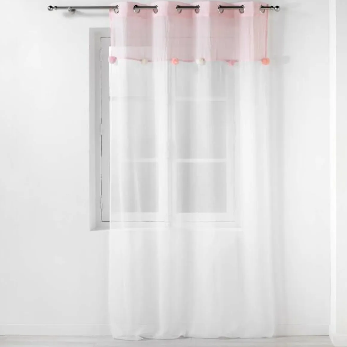 PANNEAU A OEILLETS 140 X 240 CM SABLE POMPONS ELFIKA