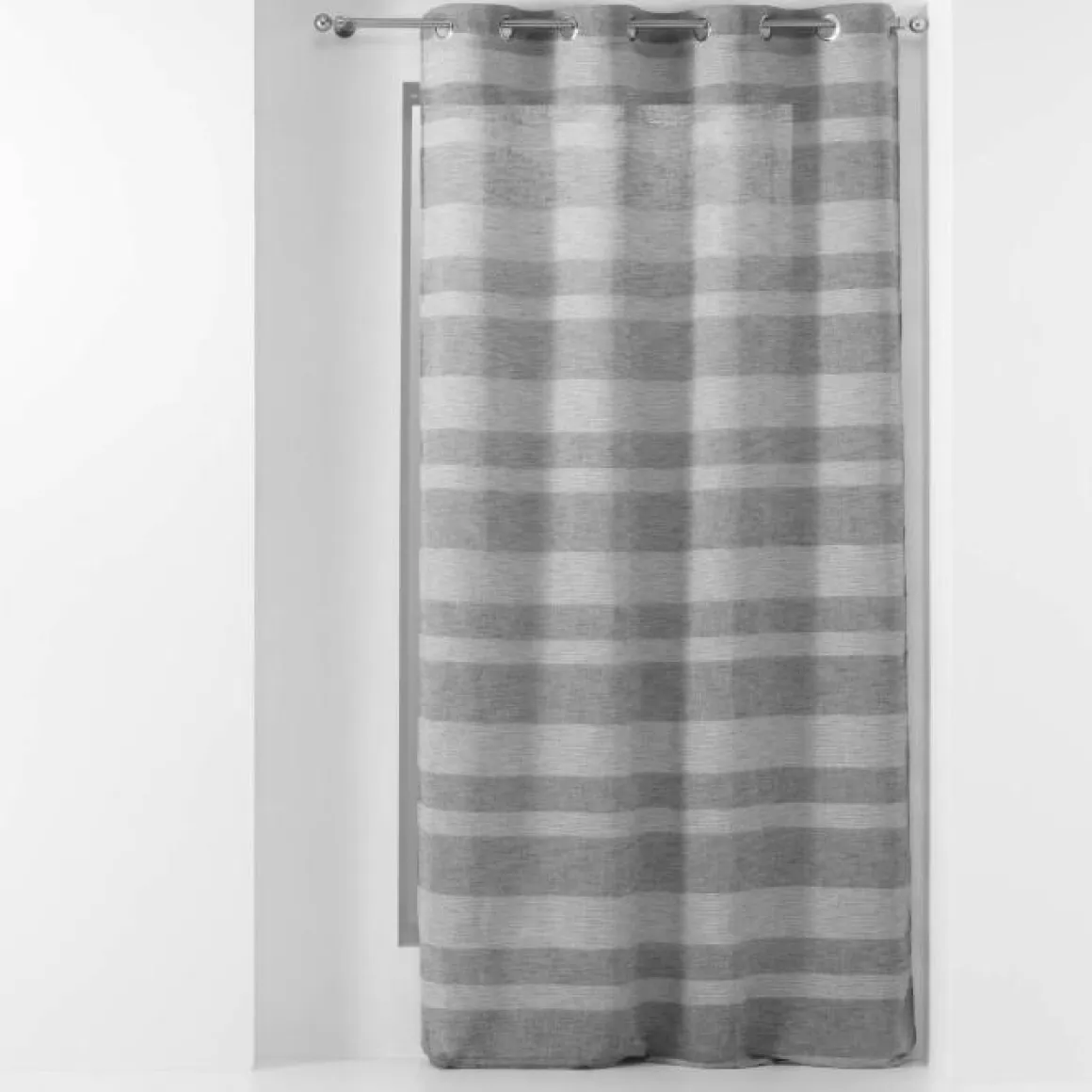 PANNEAU A OEILLETS 140X240CM TISSE BAYADERE PALERMA GRIS