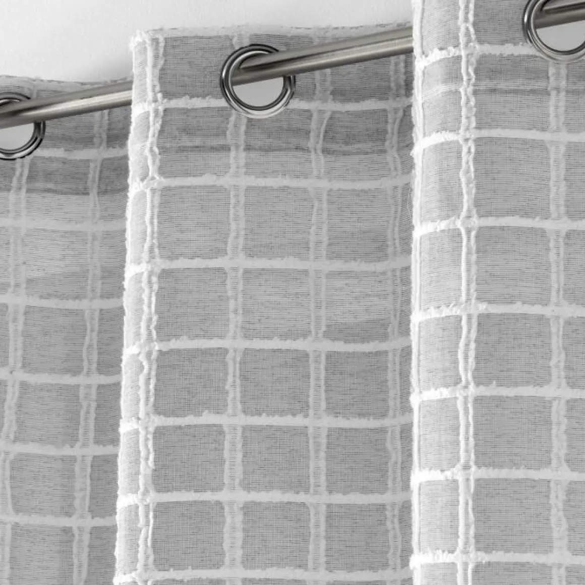 PANNEAU A OEILLETS 140X240CM TISSE FANTAISIE KARRONA GRIS