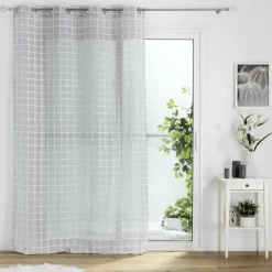 PANNEAU A OEILLETS 140X240CM TISSE FANTAISIE KARRONA GRIS