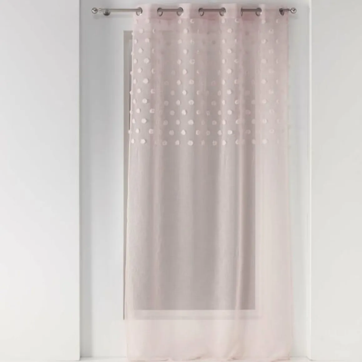 PANNEAU A OEILLETS 140X240CM TOP POMPONS MELUSINE ROSE