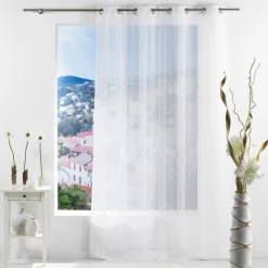 PANNEAU A OEILLETS 140X240CM VOILE SABLE SALINA BLANC
