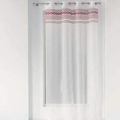 PANNEAU A OEILLETS 140X240CM VOILE SABLE BRODE VALY BRIQUE