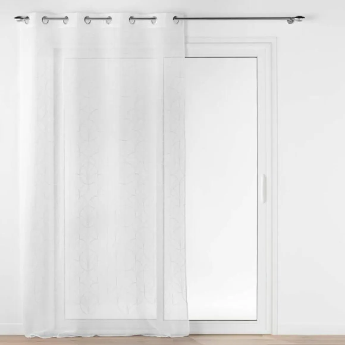 PANNEAU OEILLETS 140X240CM BRODE METALLISE FELICIA BLC