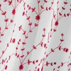 PANNEAU OEILLETS 140X240CM BRODE PETITE FLEUR BLANC ROUGE