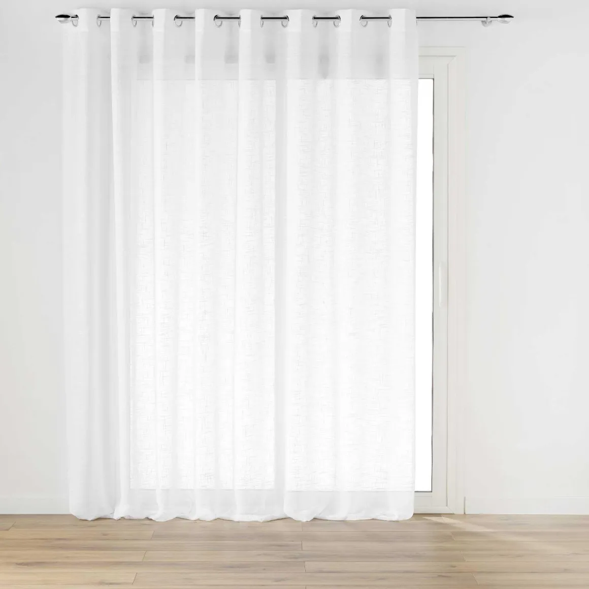 PANNEAU OEILLETS 300X240CM EFFET LIN TISSE HALTONA BLANC