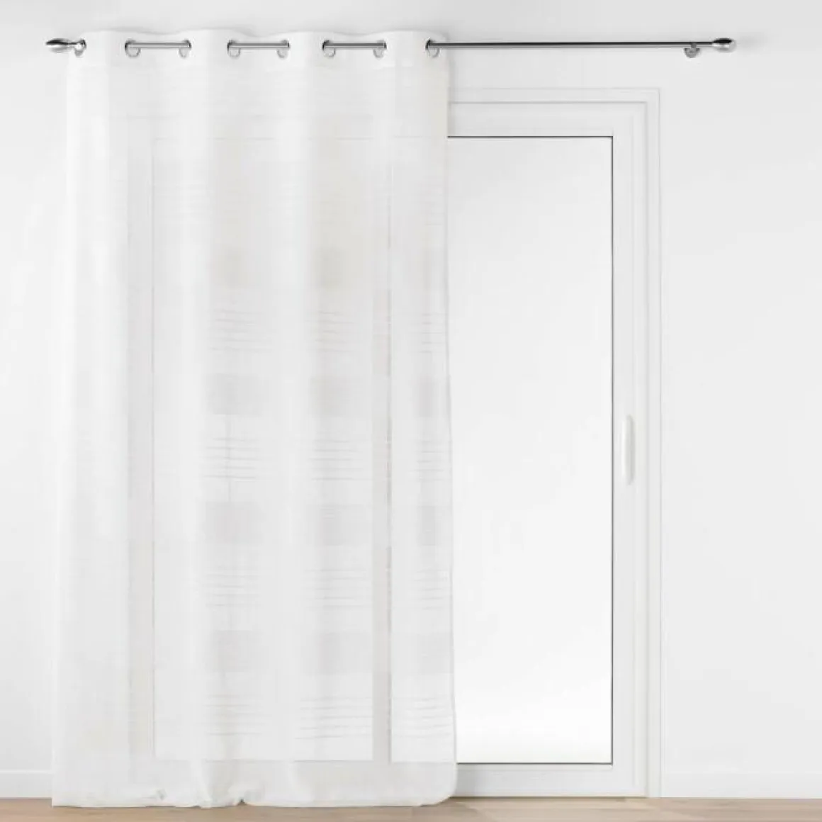 PANNEAU OEILLETS 140X240CM EFFET LIN TISSE JANICE BLANC