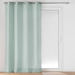 PANNEAU OEILLETS 140X240CM EFFET LIN TISSE CLORIS BLEU