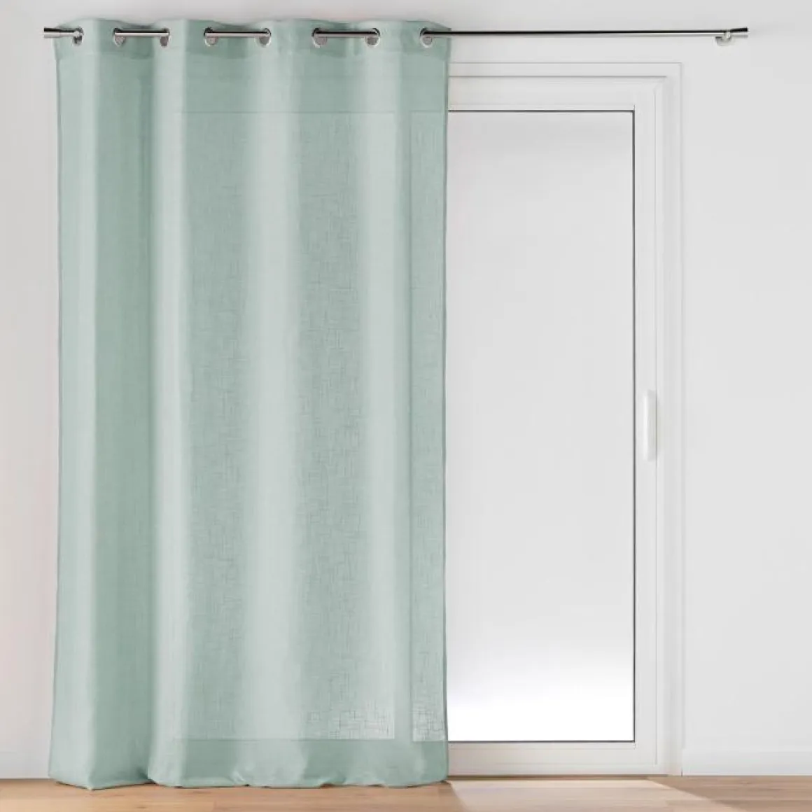 PANNEAU OEILLETS 140X240CM EFFET LIN TISSE CLORIS BLEU