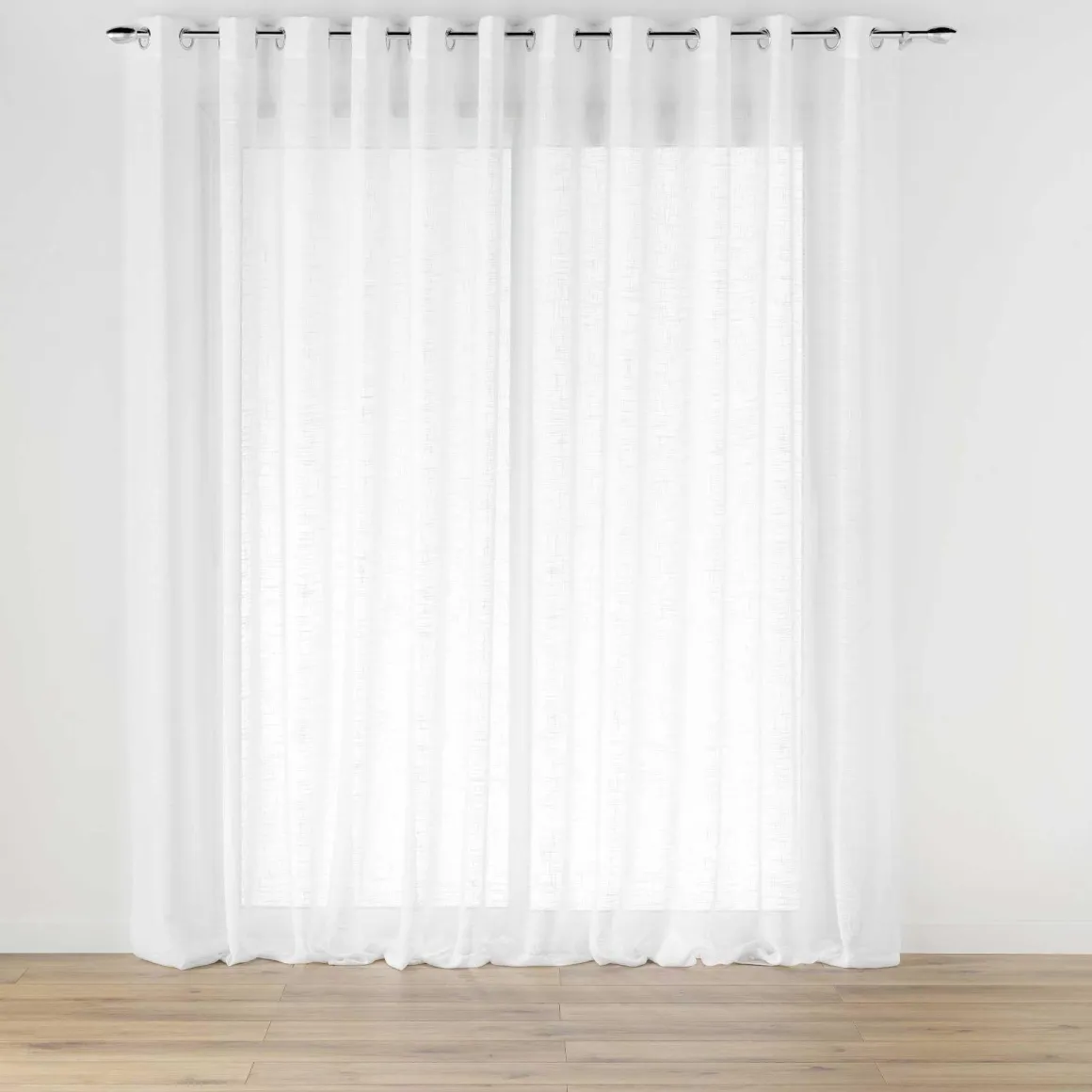 PANNEAU OEILLETS 400X240CM EFFET LIN TISSE HALTONA BLANC