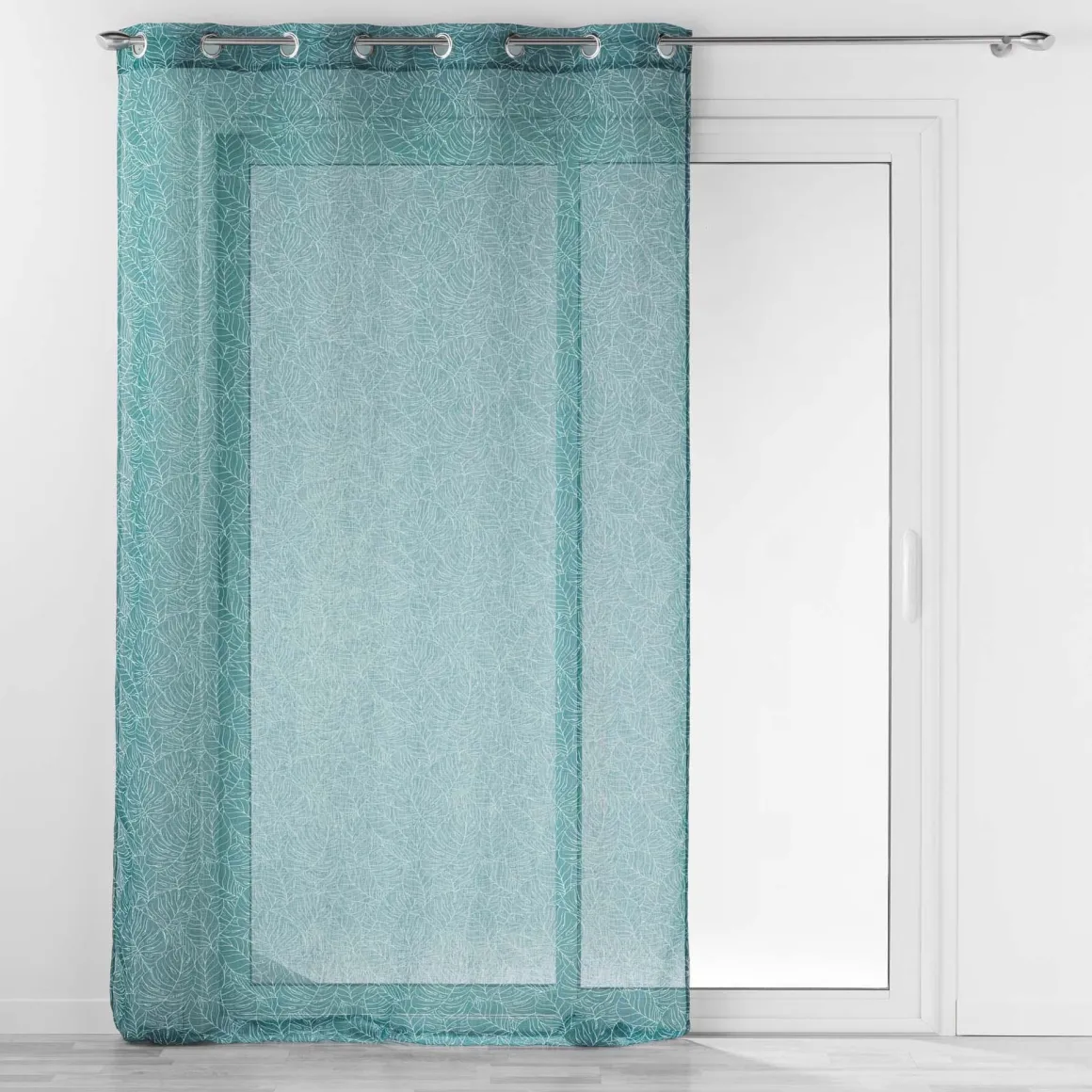 PANNEAU OEILLETS 140X240CM EFFET LIN SOLEA PETROLE