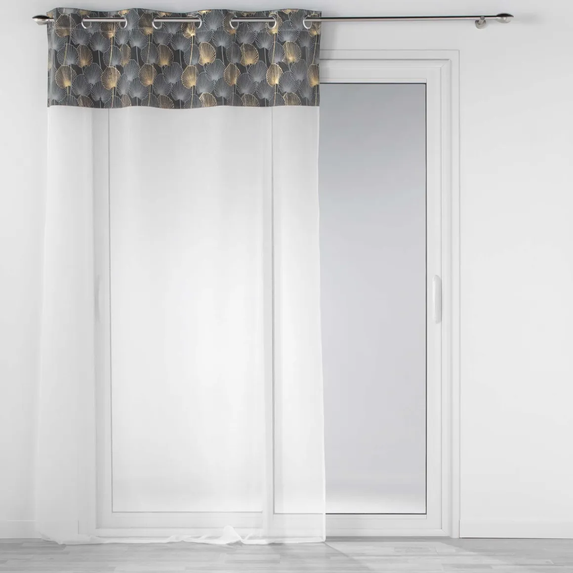 PANNEAU OEILLETS 140X240CM IMPRIME OR CLAIRINE GRIS
