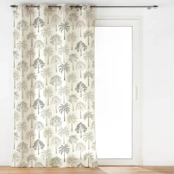 PANNEAU OEILLETS 140X240CM VOILE IMPRIME PALMEA VERT