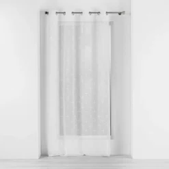 PANNEAU OEILLETS 140X240CM VOILE SABLE BRODE OLYMPIA BLANC