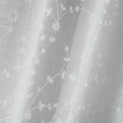 PANNEAU OEILLETS 140X240CM VOILE SABLE PETITE FLEUR BLANC