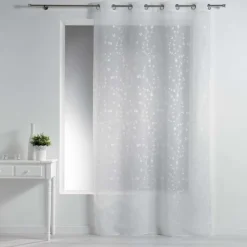 PANNEAU OEILLETS 140X240CM VOILE SABLE PETITE FLEUR BLANC