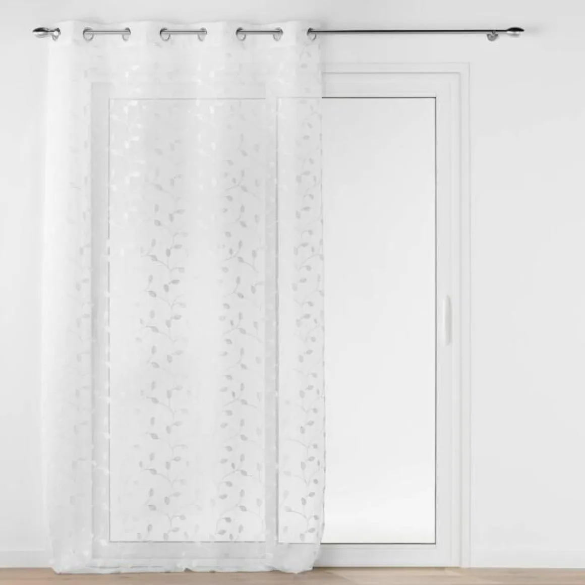 PANNEAU OEILLETS 140X240CM VOILE SABLE BRODE EDNA BLANC