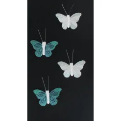 PAPILLON PLUME AIMANT X 4 KOH SAMUI BLANC GRIS FONCE