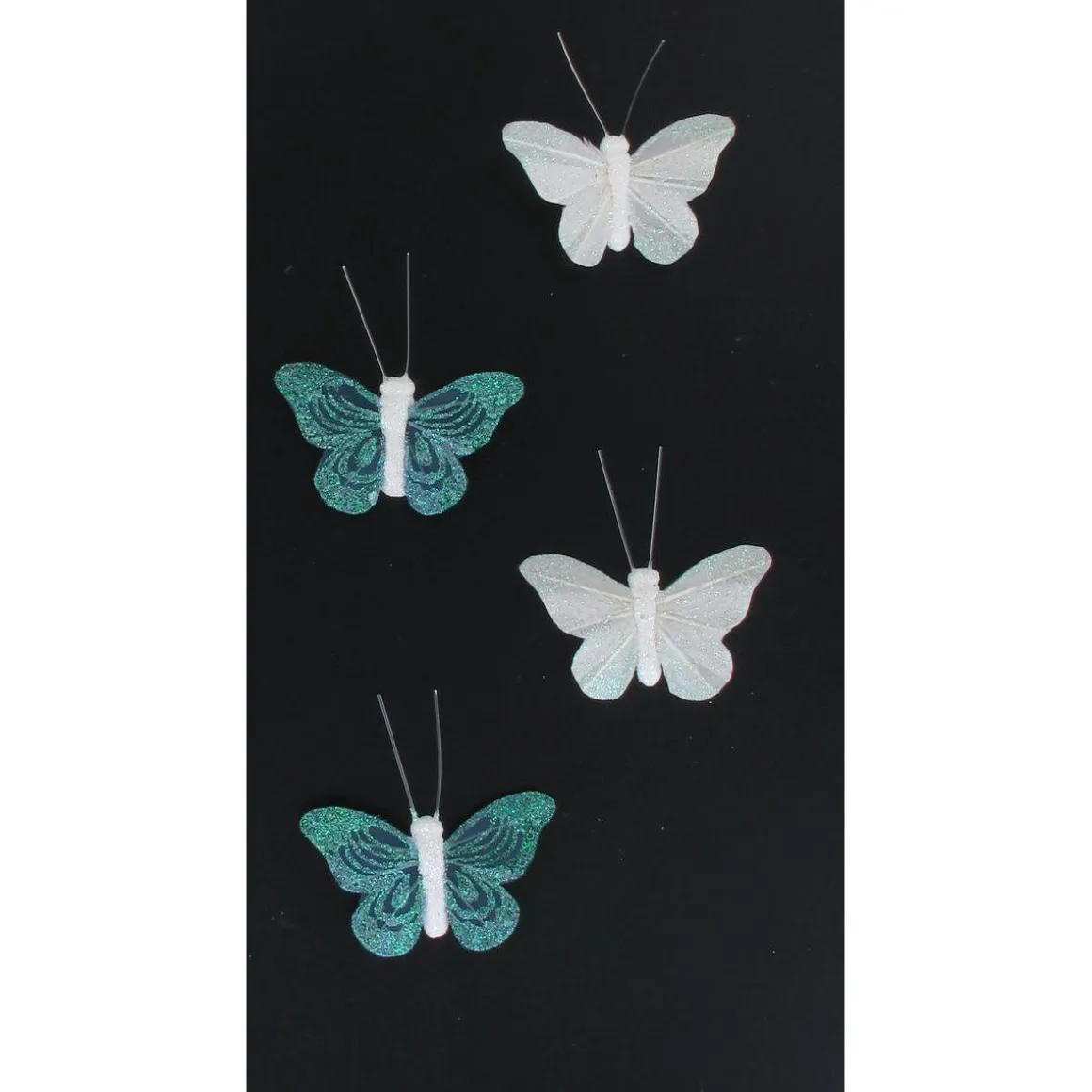 PAPILLON PLUME AIMANT X 4 KOH SAMUI BLANC GRIS FONCE