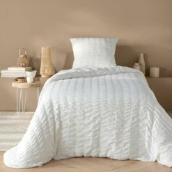 PARURE 2 P. 140X200CM MICROFIBRE UNIE PLISSEE PLISSIA
