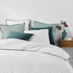 PARURE 240X220CM COTON LAVE UNI 57 FILS LINETTE BLANC