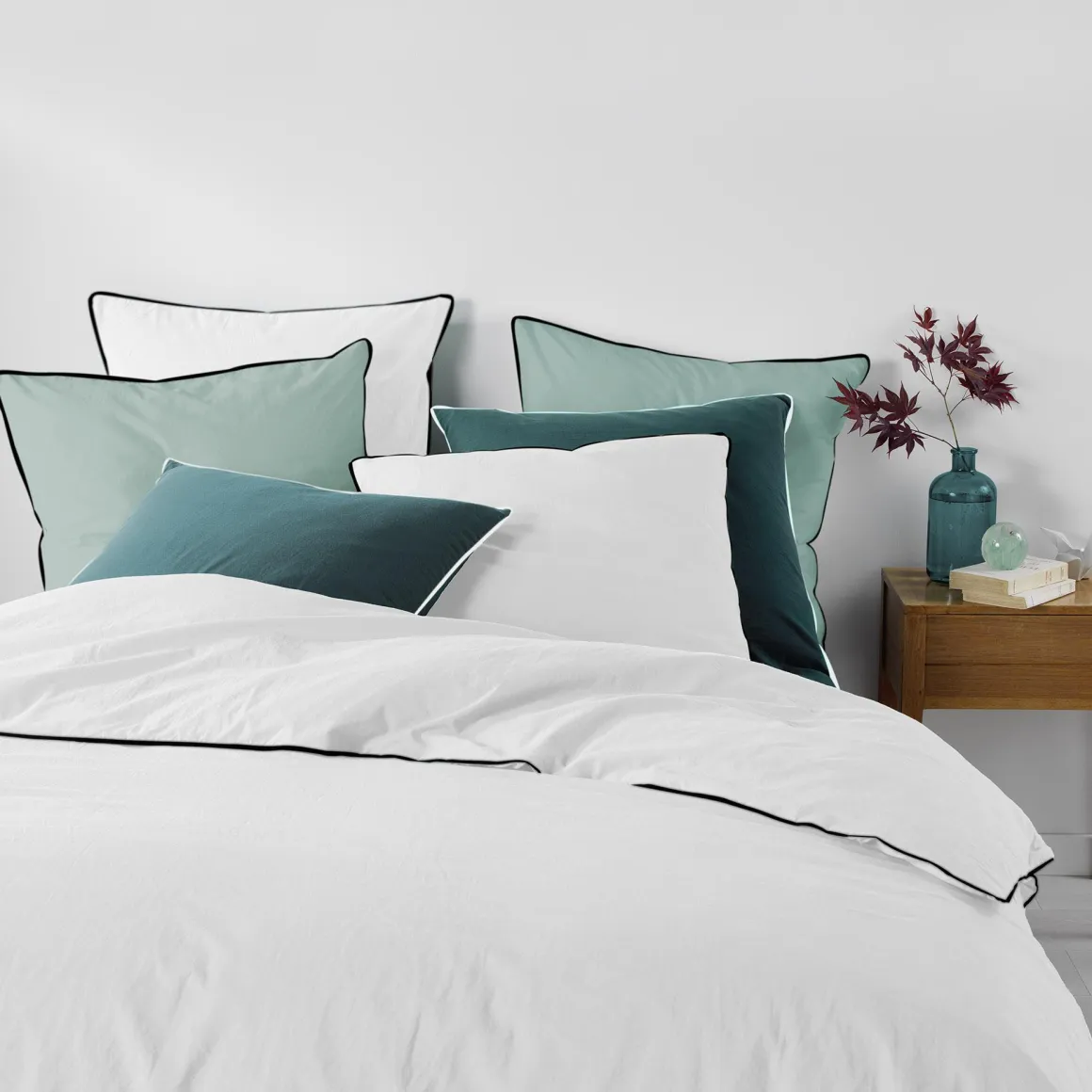 PARURE 240X220CM COTON LAVE UNI 57 FILS LINETTE BLANC